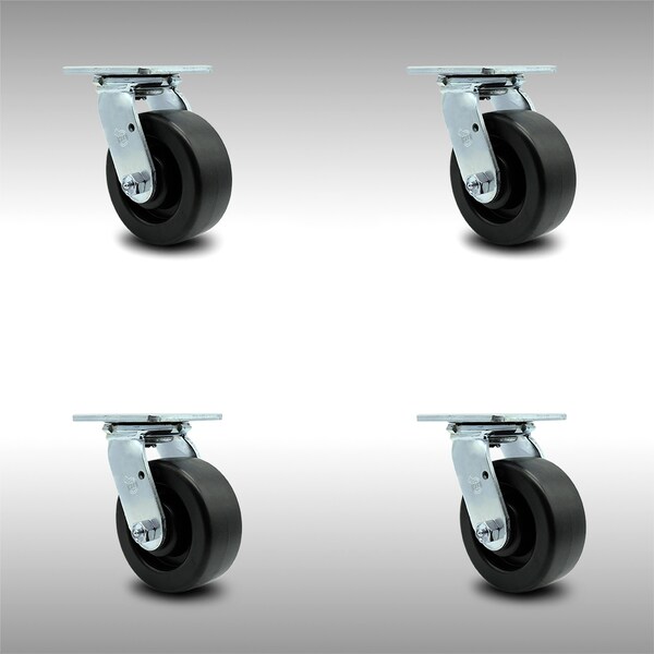 Service Caster 5 Inch SS Polyolefin Swivel Caster Set with Ball Bearing and Swivel Lock SCC SCC-SS30S520-POB-BSL-4 - main